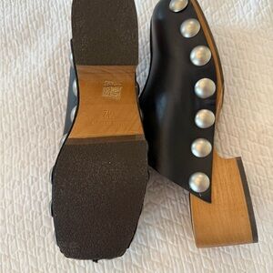 ASOS Black Leather Clogs with Silver Studs NWOT Size 42/11